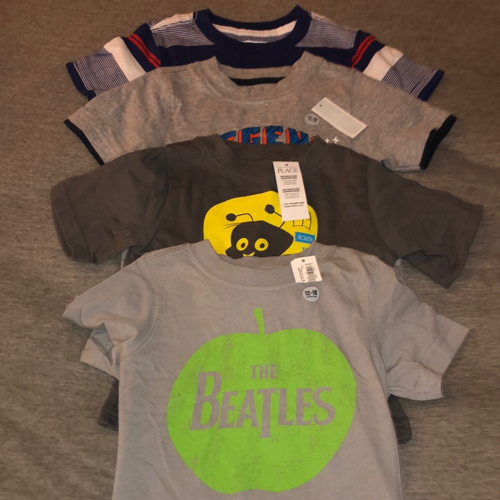 Old Navy Boys 12-18 Months Short-Sleeved 4 Piece Tee Shirt Lot New With Tags